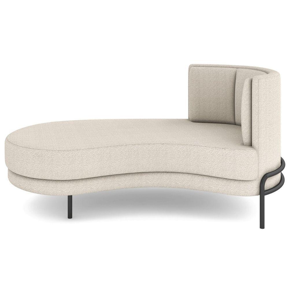 Miniatura Chaise Longue Divã 164cm Braço Direito Logus D06 Bouclê Bege - Mpozenato