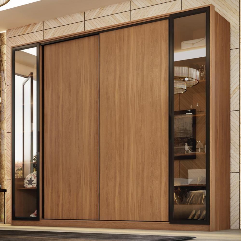 Miniatura Guarda Roupa Casal 4 Portas Vidro Reflecta E 4 Gavetas Laredo Amêndola-nude Prime Tx