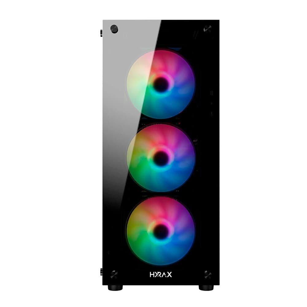 Miniatura Gabinete Gamer Hyrax HGB210, Mid Tower, ATX,  Lateral e Frontal em Vidro Temperado, Sem Fans, Preto - HGB210B