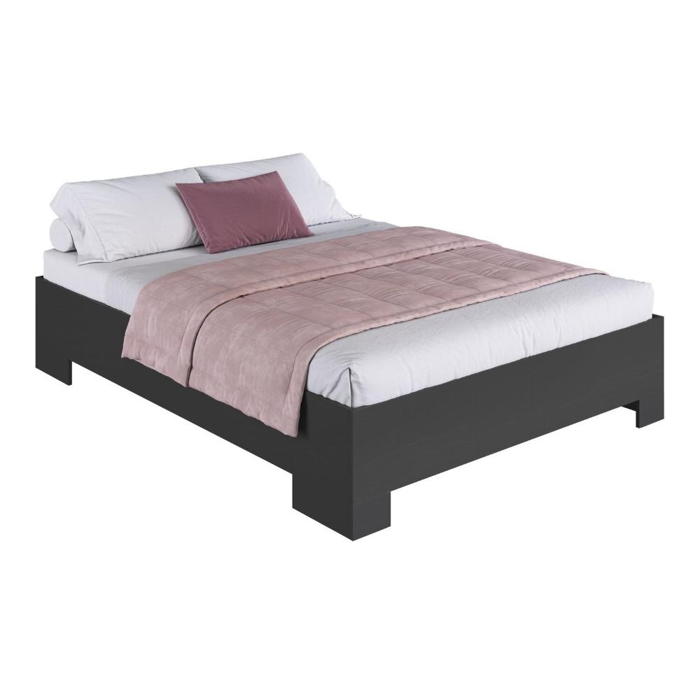 Miniatura Cama de Casal Queen Box com Estrado Fixo 160 Xangai Grafite