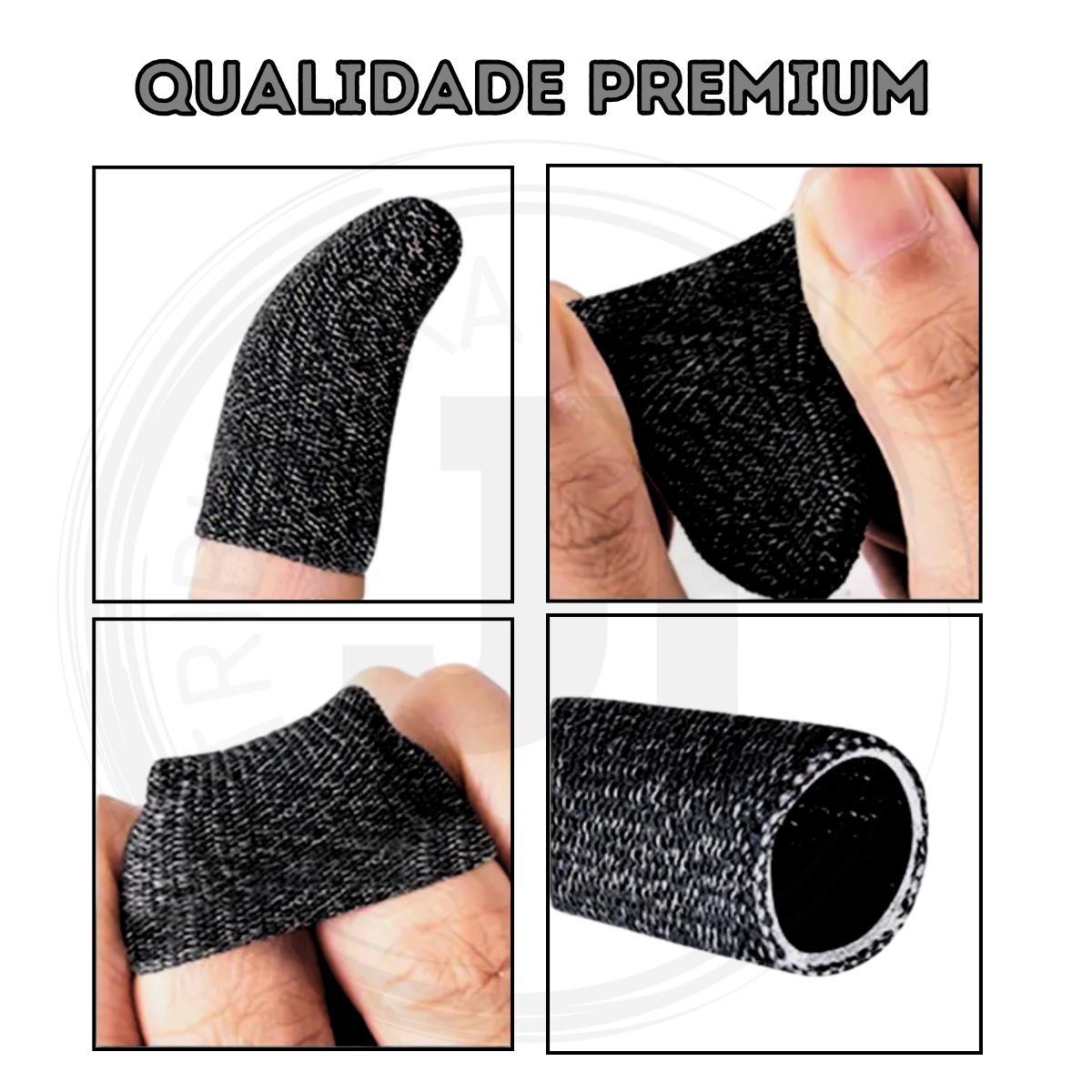 Miniatura Kit 20 Luvas Dedo Fibra Prata Gamer Profissional Jogar Pubg