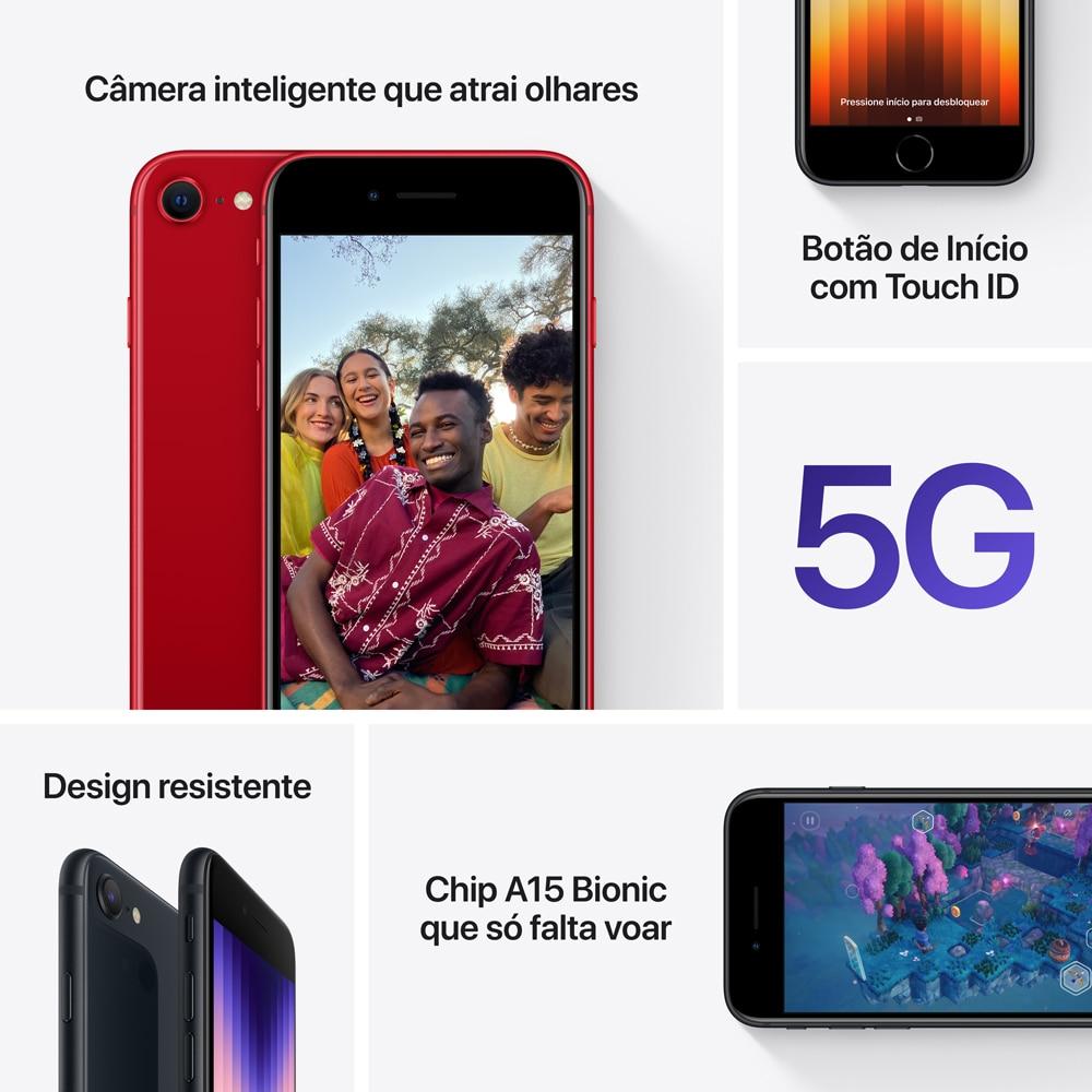 Apple iPhone SE (3ª geração) 64 GB - Meia-noite Apple iPhone SE 3ª geração 64 GB - Meia-noite