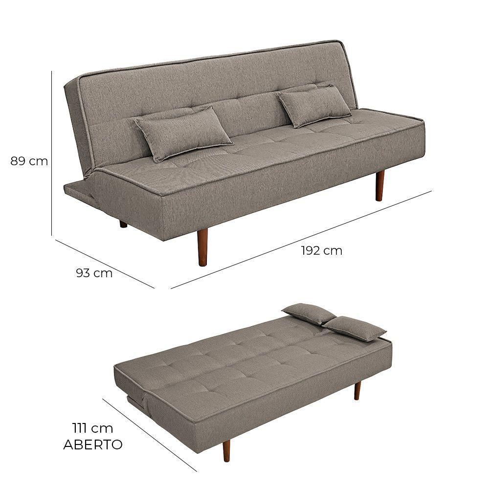 Miniatura Sofá Cama Silver 3 Lugares Reclinável 1,92 Material Linho Carvalho