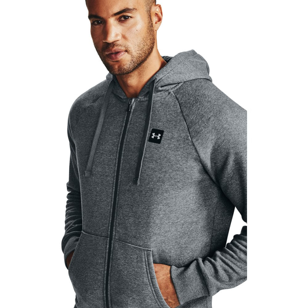 Miniatura Blusa Moletom de Treino Masculina Under Armour Rival Fleece FZ Hoodie Cinza - 2GG