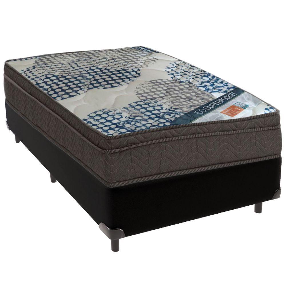Miniatura Cama Box Preto E Colchão Iso Superpocket Molas Ensacadas Solteiro Ortobom