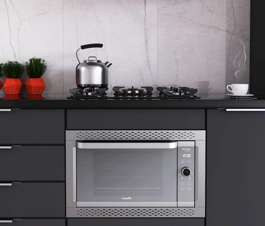 Miniatura Forno Elétrico Digital Embutir Decorato Gourmet Inox 220 V