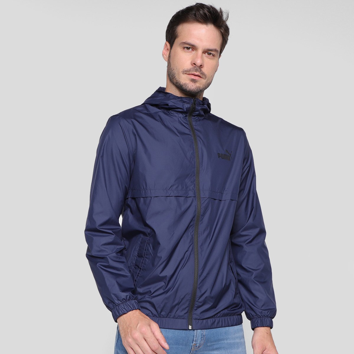 Miniatura Jaqueta Corta Vento Puma Essentials Solid Masculina Azul Escuro - G