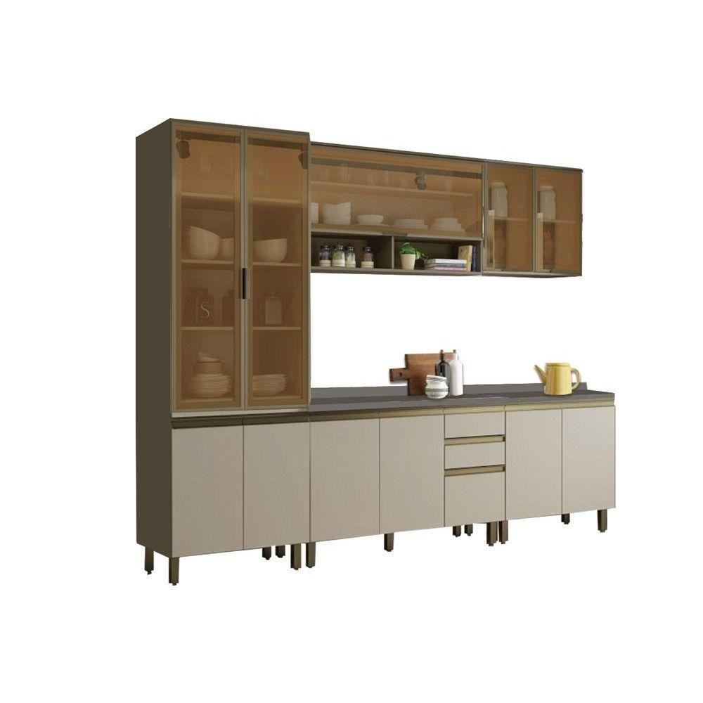 Cozinha Completa Connect 7 Peças (2armários+2balcões+1paneleiro+2complementos) C7p03 Duna-cristal