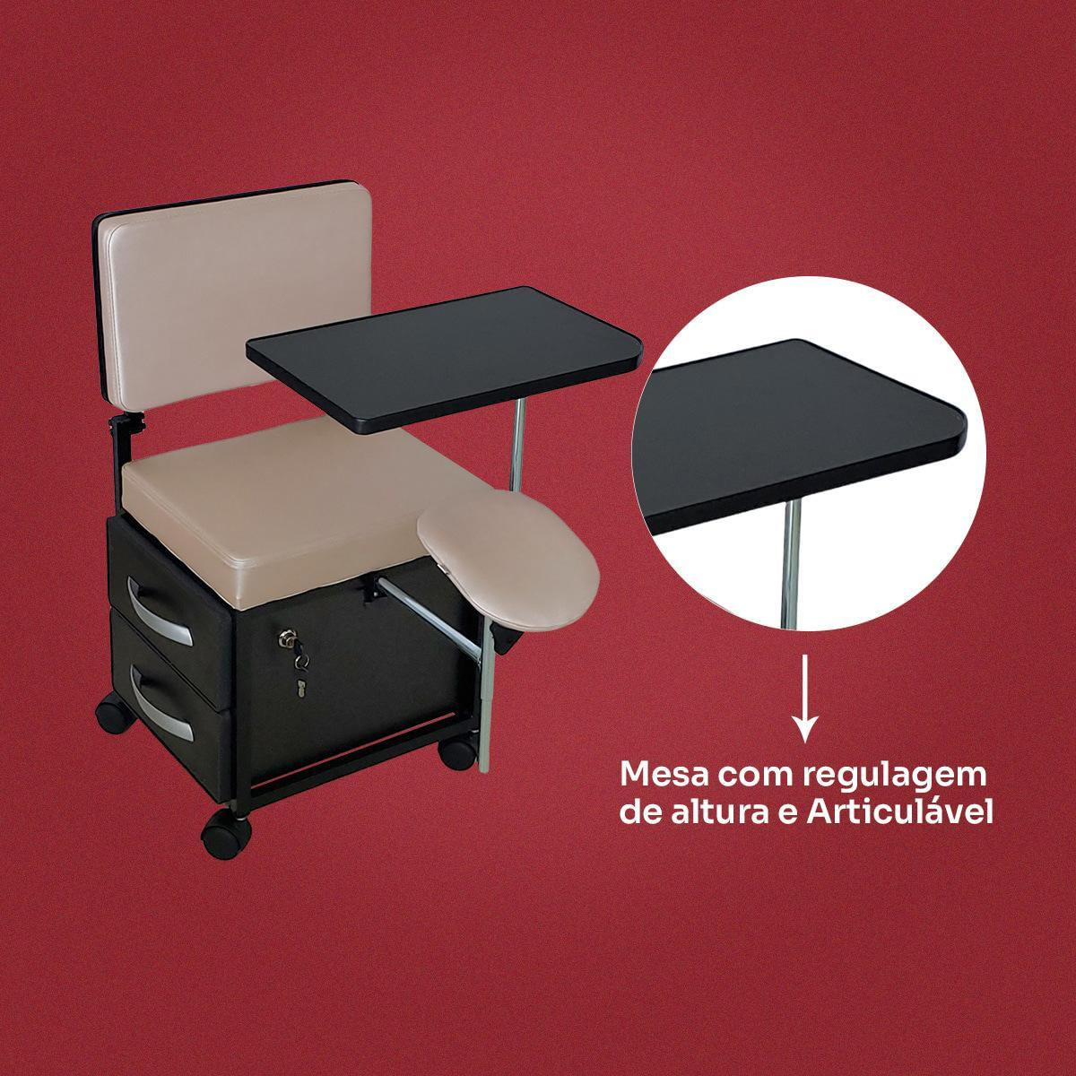 Miniatura Cirandinha Manicure Pedicure Evolux Rosê Com Gaveta Preta