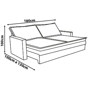 Sofá 3 Lugares Cama inBox Marselha com 180 cm de Largura, Retrátil, com Baú e Revestimento Suede Velusoft Azul