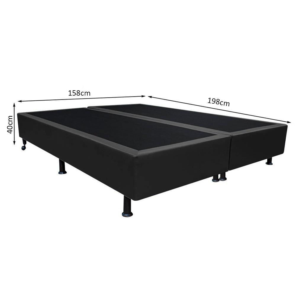 Miniatura Base Box Para Cama Casal Queen 158x198cm Bipartido Liz S05 Sintético Preto - Mpozenato