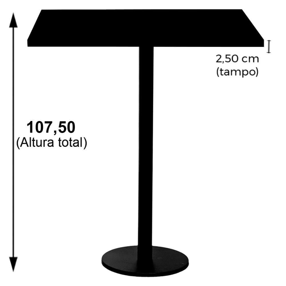 Mesa Pisa Beta Bistrô Fratini 107,50cm (a) Disco Redondo Inox Tampo Mdp Quadrado Castanheira 60cm(l)