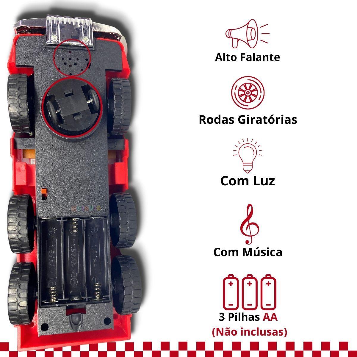 Miniatura Caminhão Bombeiro Sirene Som Luz Movimento Escada Resgate