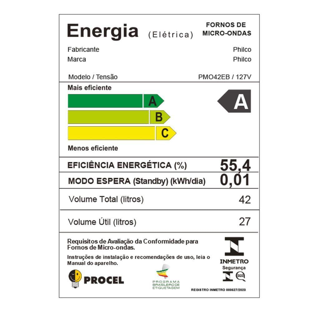 Micro-ondas 42L Philco Jumbo Múltiplas Funções 1560W PMO42EB 110V