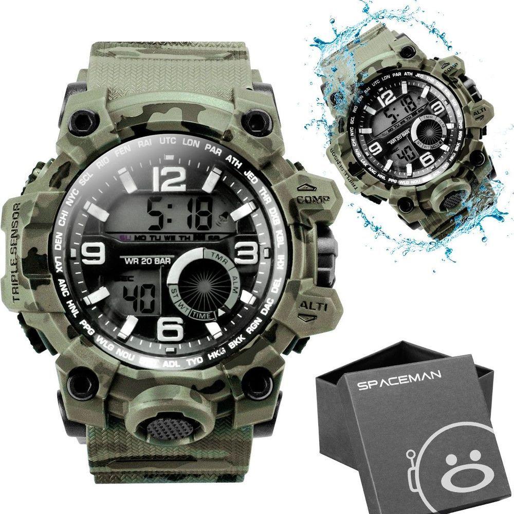 Miniatura Relogio Prova Dagua Digital Masculino Camuflado + Caixa Esportivo Ajustavel Original Presente