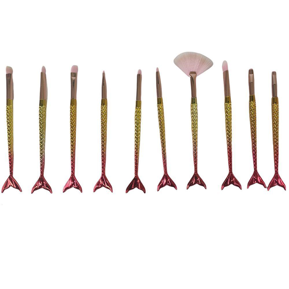 Pincel Sereia 10 Peças Maquiagem Make Up Mermaid