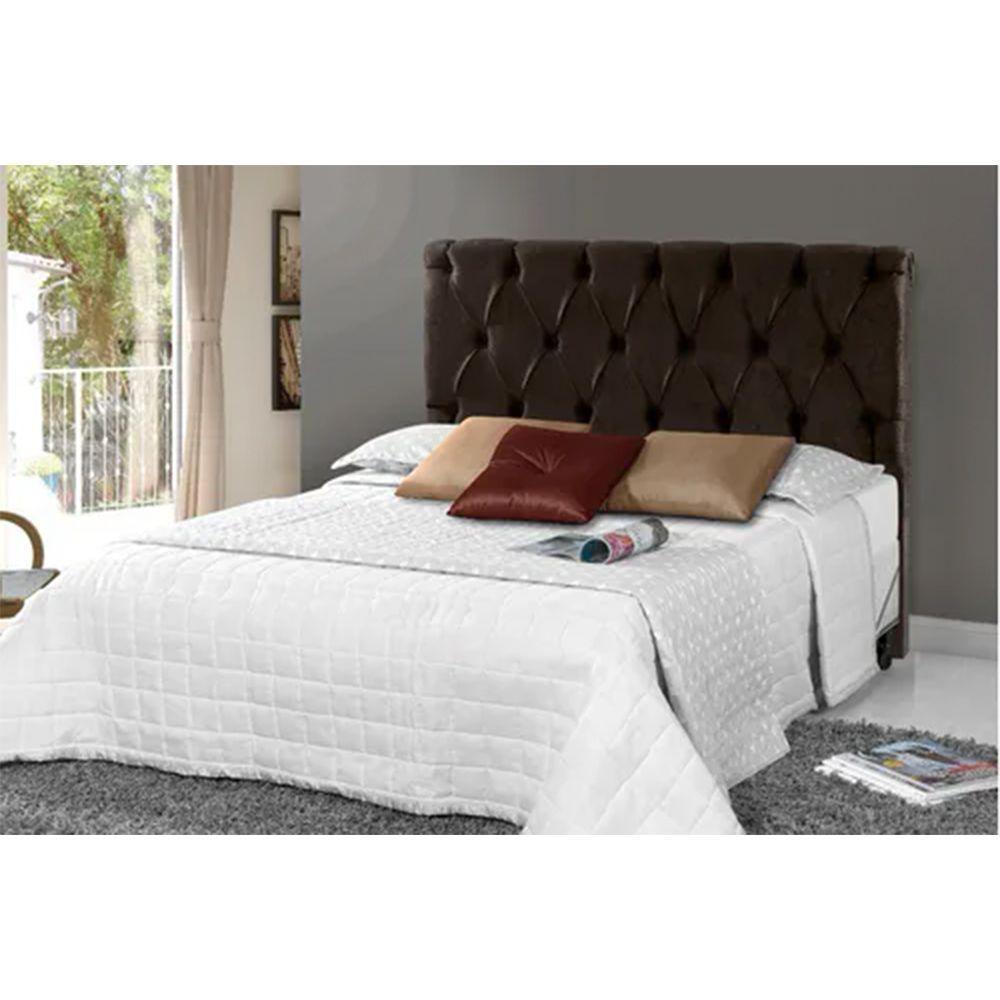 Miniatura Cabeceira Cama Box Mcdvg 1,60mt X 1,28mt Suede Marrom - Cor: Marrom