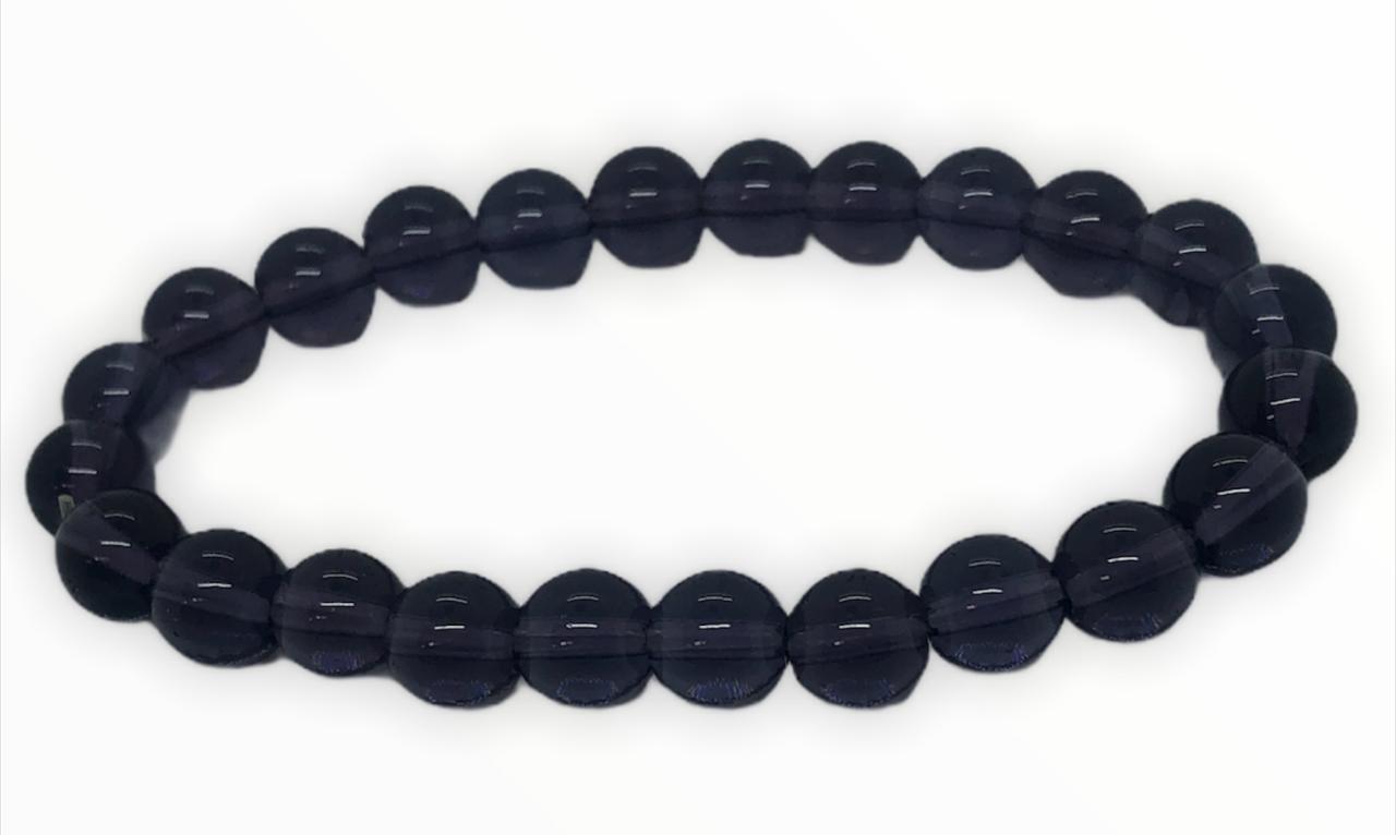 Miniatura Pulseira Pedra Hematita 8 Mm E Silicone