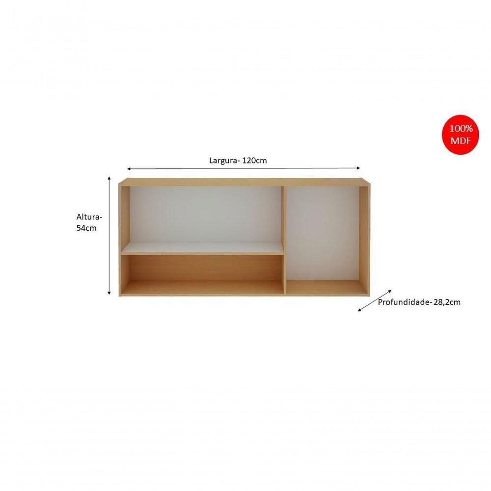 Miniatura Armário Multiuso Aéreo 3 Portas Nicho Freijó White Laca Brilho