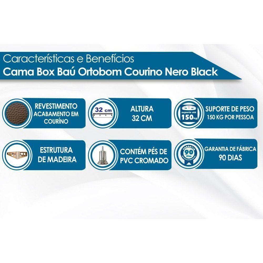 Miniatura Cama Box Base Viúva Universal Courano Nero Black (128x188x20) - Ortobom