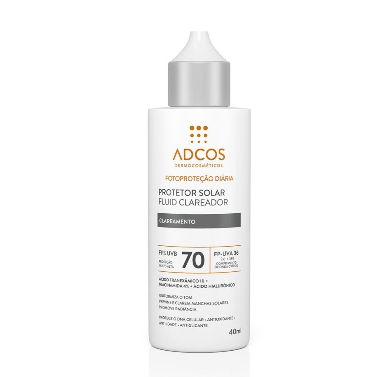 Miniatura Adcos Protetor Solar Clareador Fps 70 - 40Ml Incolor Fluído