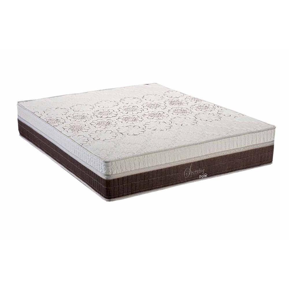 Miniatura Cama Box Queen: Colchão Molas Ensacadas Polar Masterpocket Sporting + Base Rústico Black(158X198)