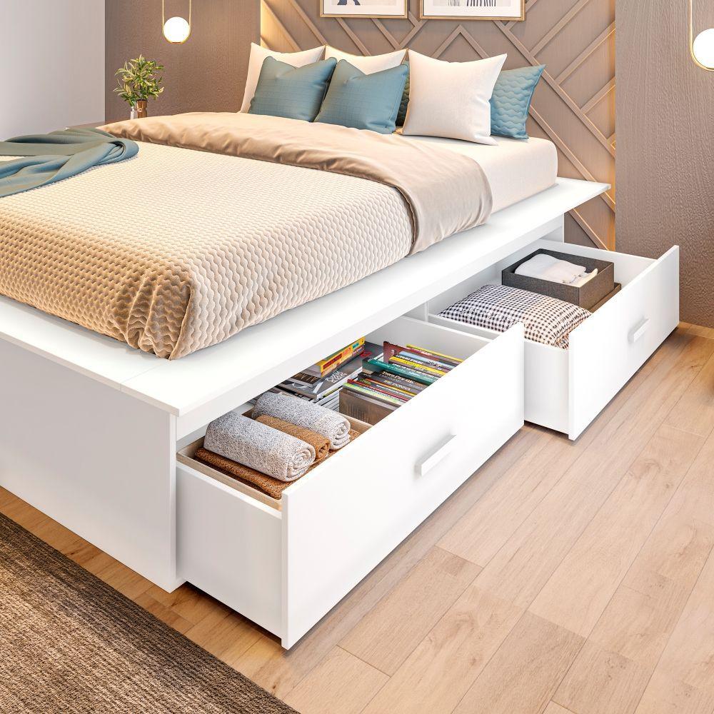 Cama Box Casal Essenza 04 Gavetas Branco