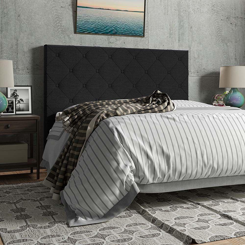 Cabeceira Cama Box Casal Millano 140cm Linho Preto