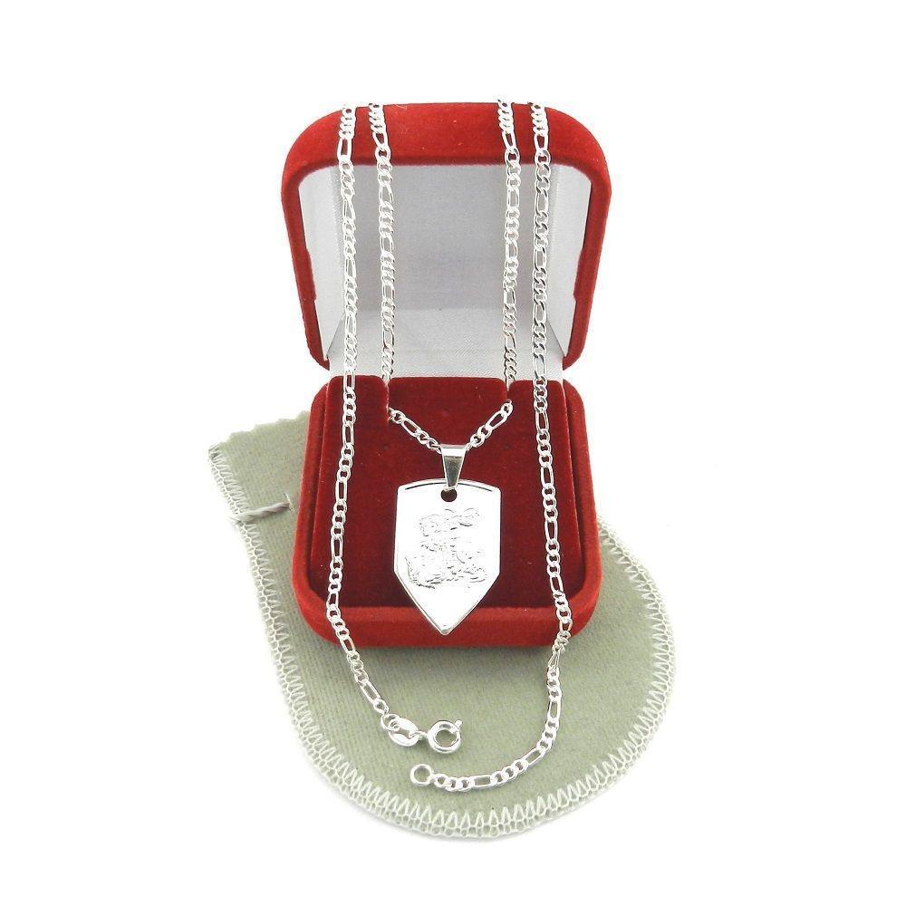 Miniatura Corrente Masculina 50Cm 2Mm São Jorge Folheada Prata Cr233