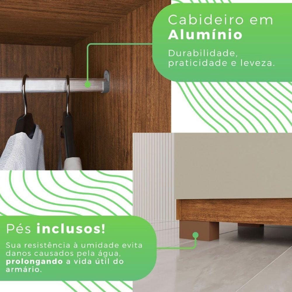 Guarda Roupa 8 Portas Com Espelho 4 Gavetas Milano Imop Móve Cinamomo Com Off White