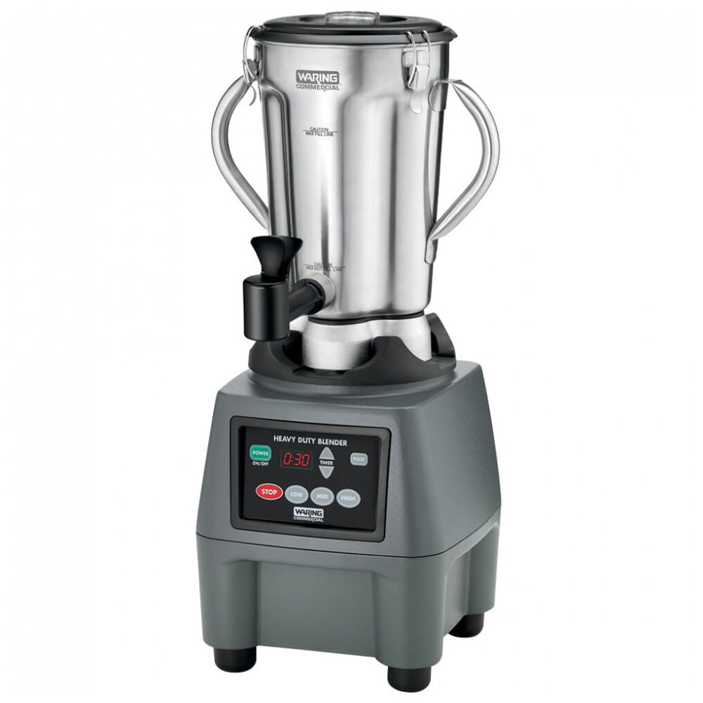 Miniatura Liquidificador Industrial de Alimentos de Aço Inoxidável de 1 Galão Waring CB15TSF com Timer e Torneira 110V