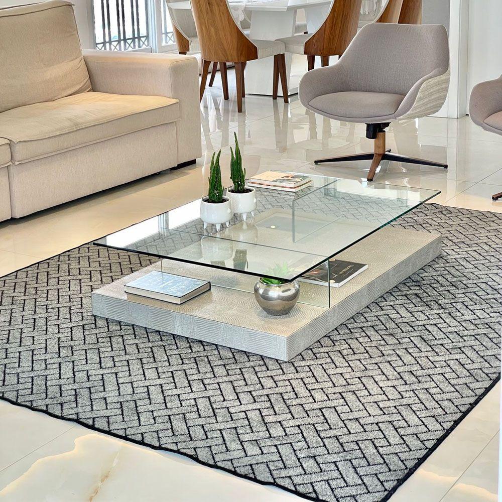 Miniatura Tapete Carpete Sala Quarto Elegante Trama 2,00 X 3,00 Cinza