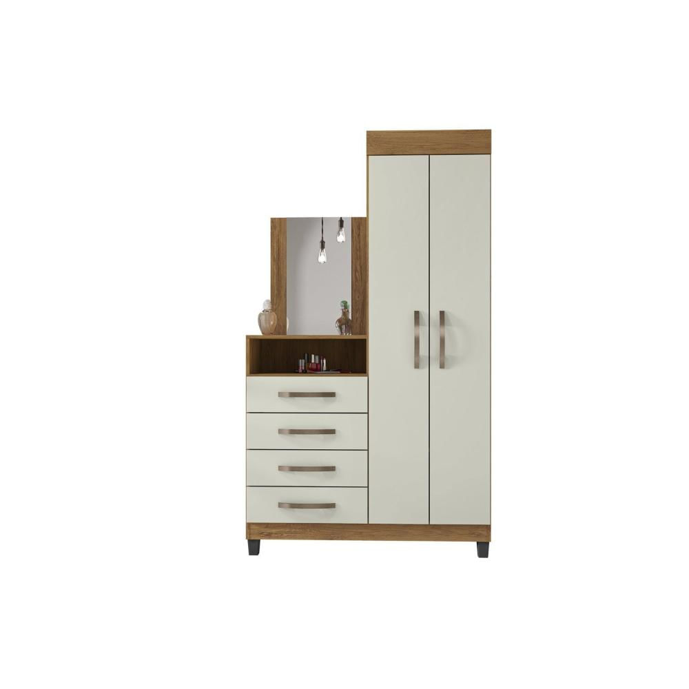 Miniatura Cômoda Roupeiro 4 Gavetas 2 Portas Lion Freijó/Cinza Cristal