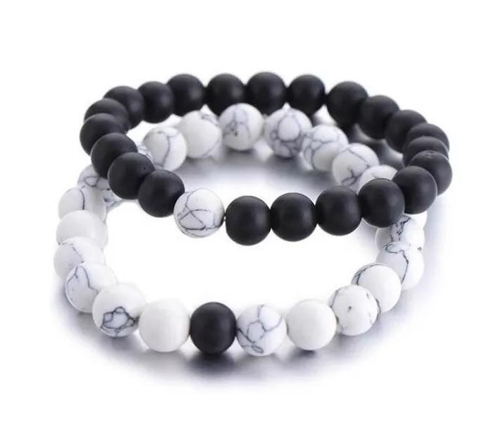 Miniatura Pulseira Branca Preta Par Namorado Amigo Unissex P6109