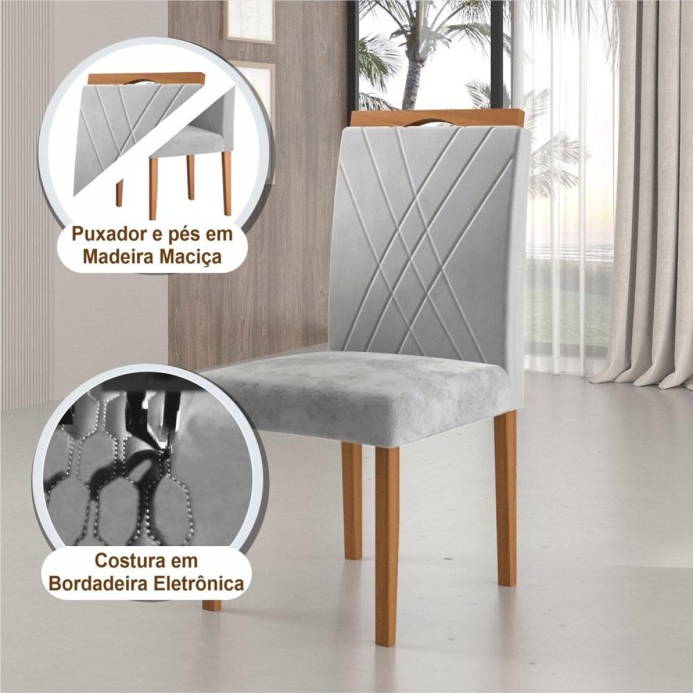 Kit 4 Cadeiras com Puxador 05 Madenova Móveis Prata/Mel