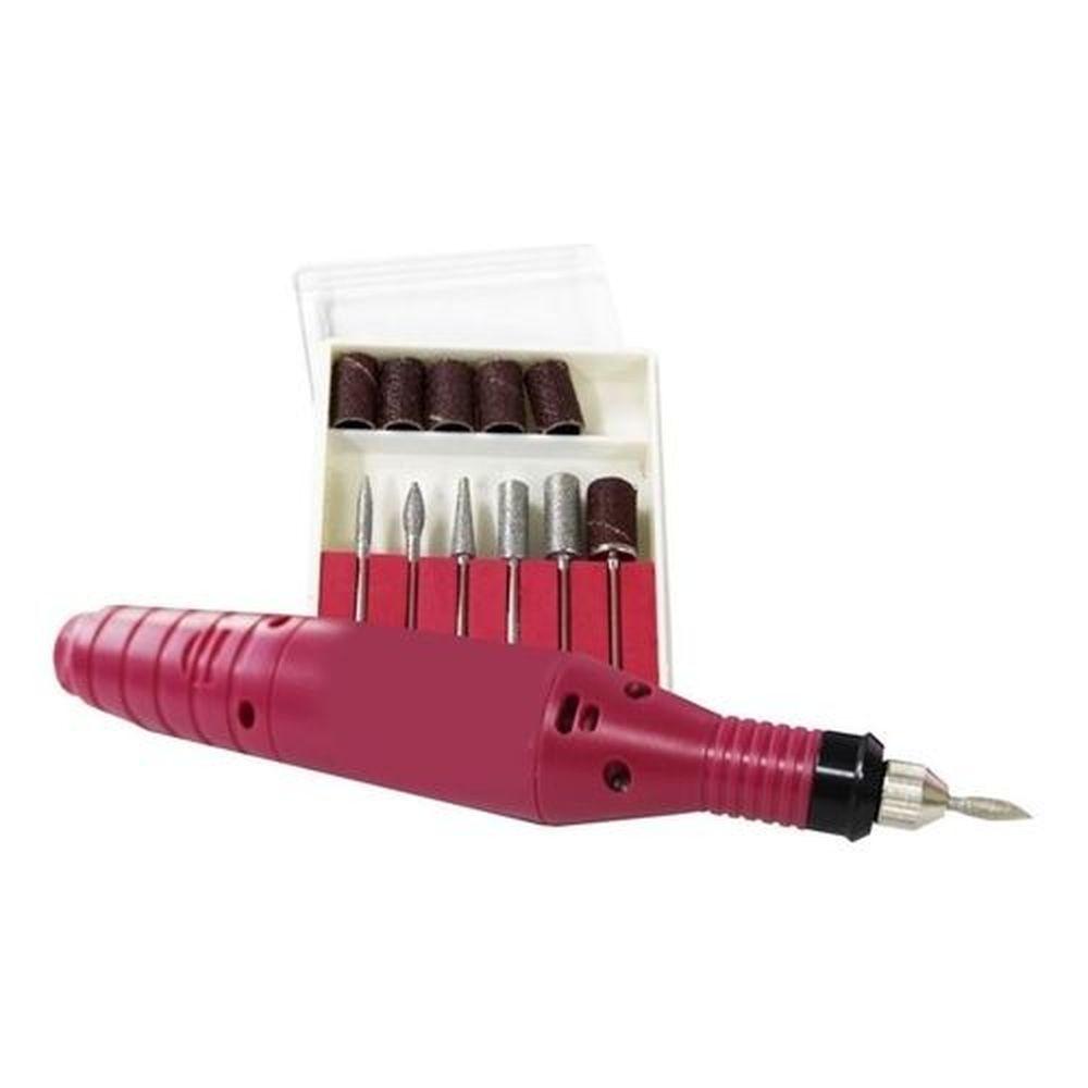 Miniatura Lixadeira Elétrica Unha Profissional Lixa Motor Bivolt Rosa