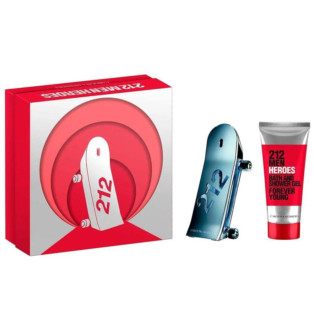 Miniatura Kit Perfume 212 Heroes Edt Carolina Herrera Masculino 90ml + Gel De Banho 100ml
