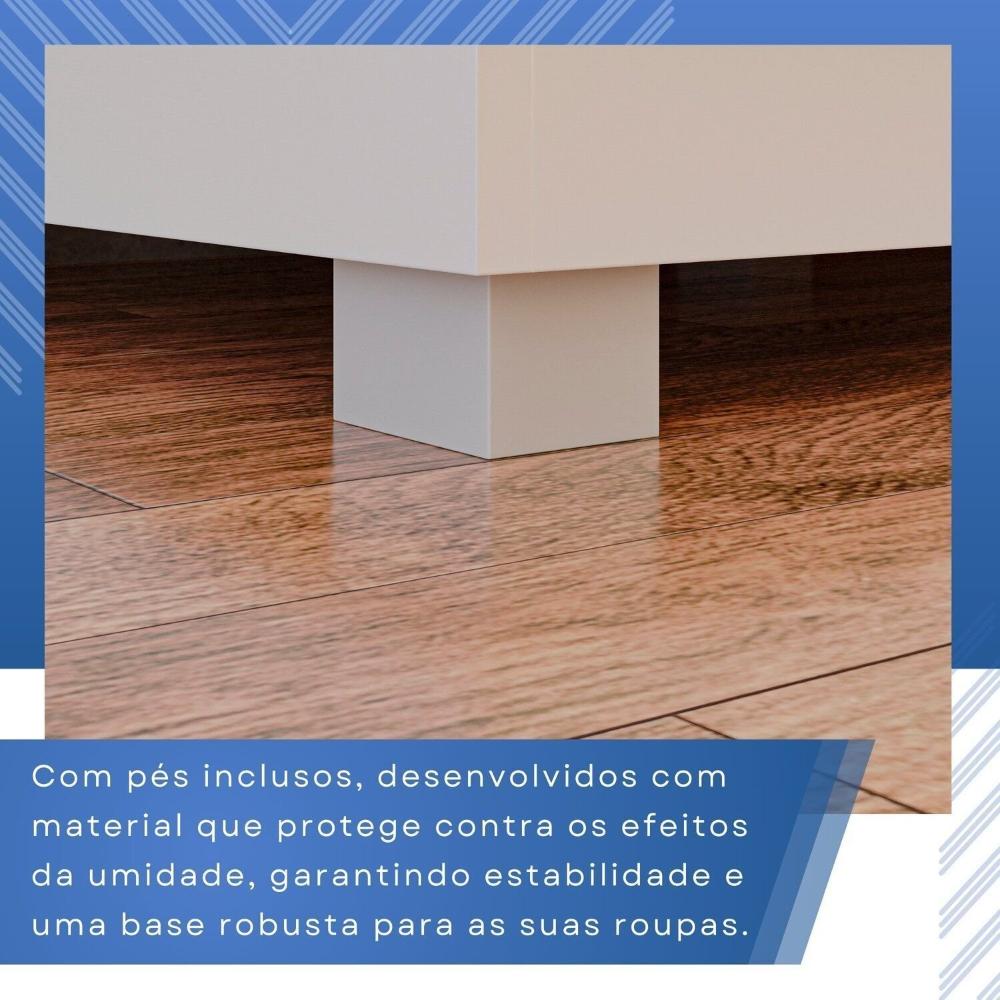 Guarda-roupas Closet Casal 3 Gavetas com Pés Blumenau Branco