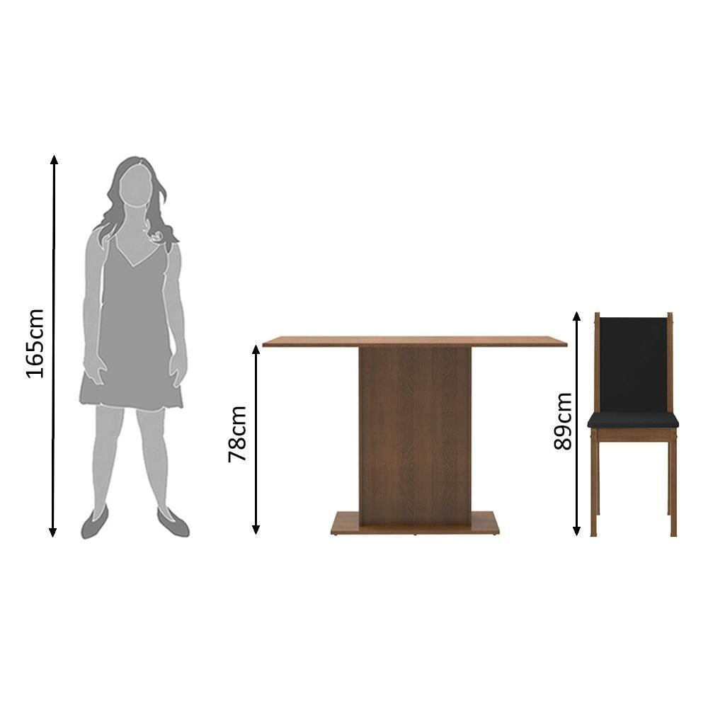 Conjunto Sala de Jantar Talita Mesa Tampo de Madeira com 4 Cadeiras Madesa