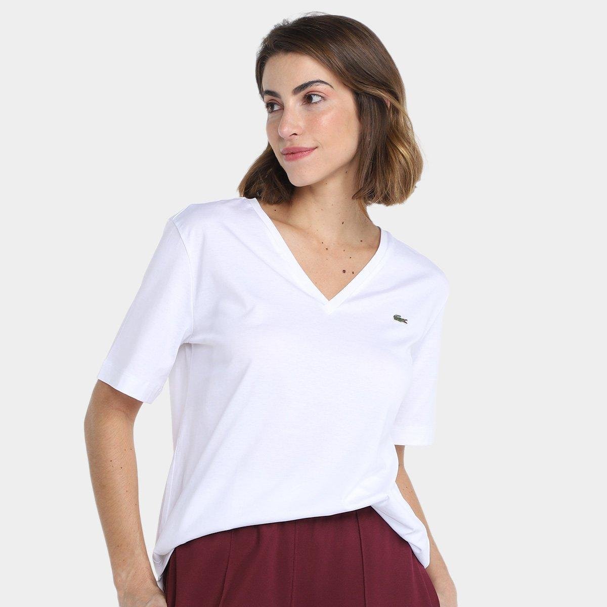 Miniatura Camiseta Lacoste Casual Feminina Branco - EGG