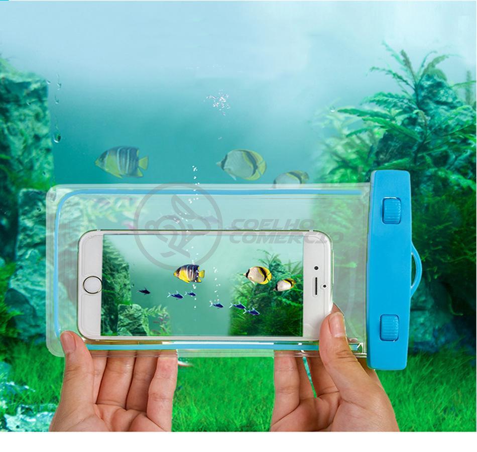 Capa Bolsa A Prova Dágua Impermeável Universal Celular Azul