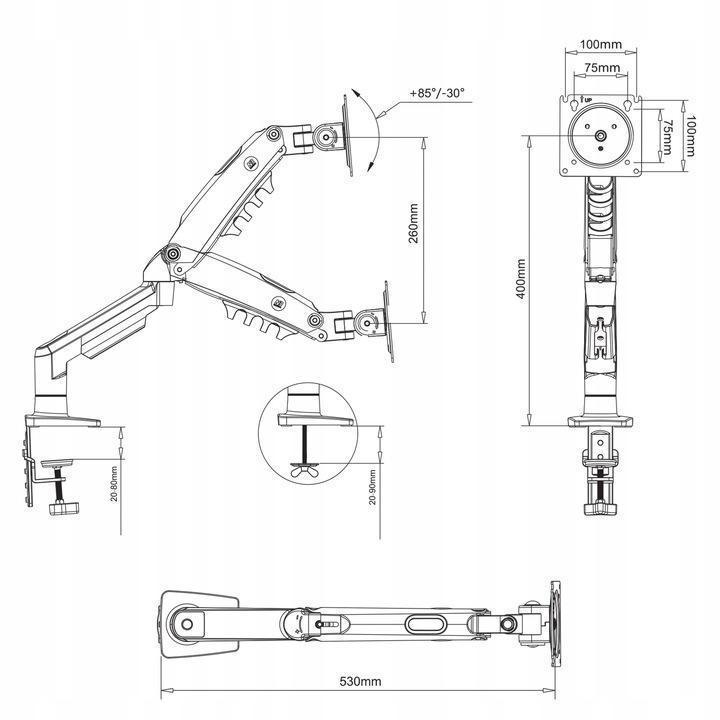 Suporte North Bayou F80-Xm Monitor De 17 A 30 Azul Claro