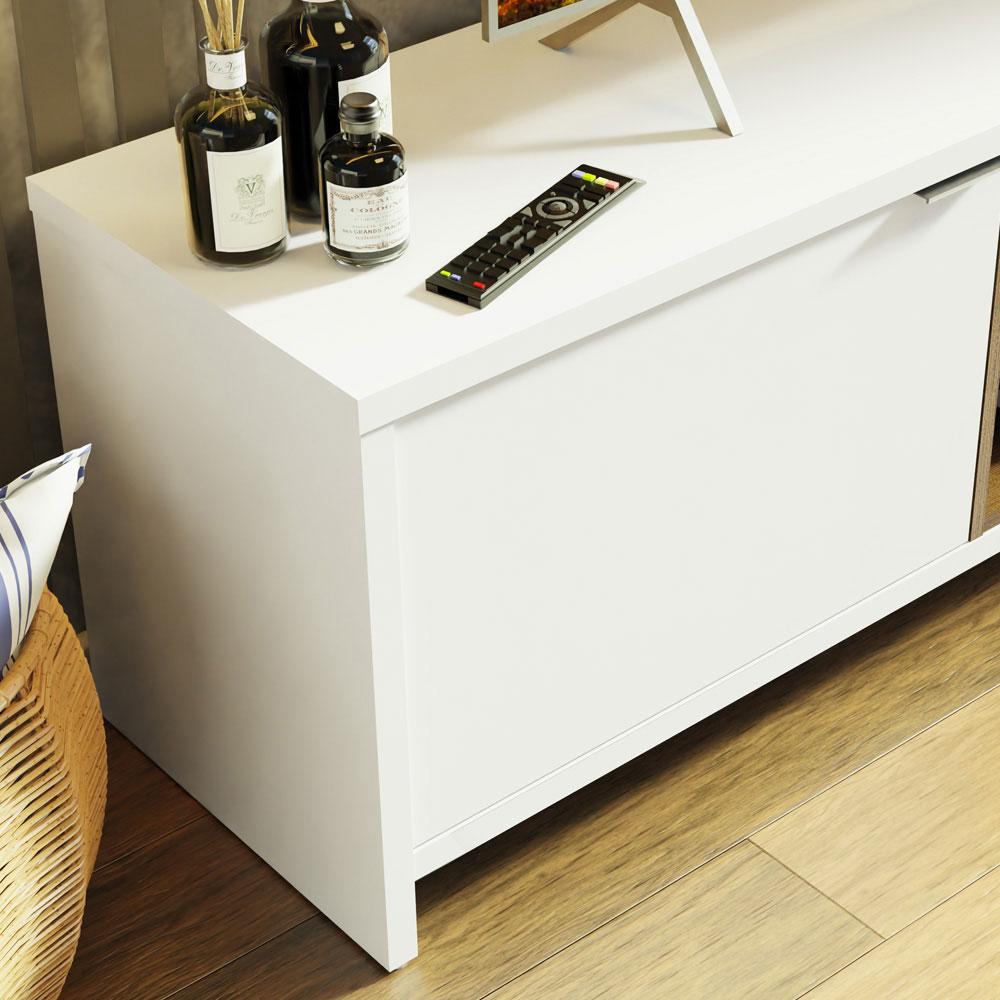 Rack para TV até 75 Polegadas 180 cm 2 Portas Branco/Rustic Metz Madesa Branco