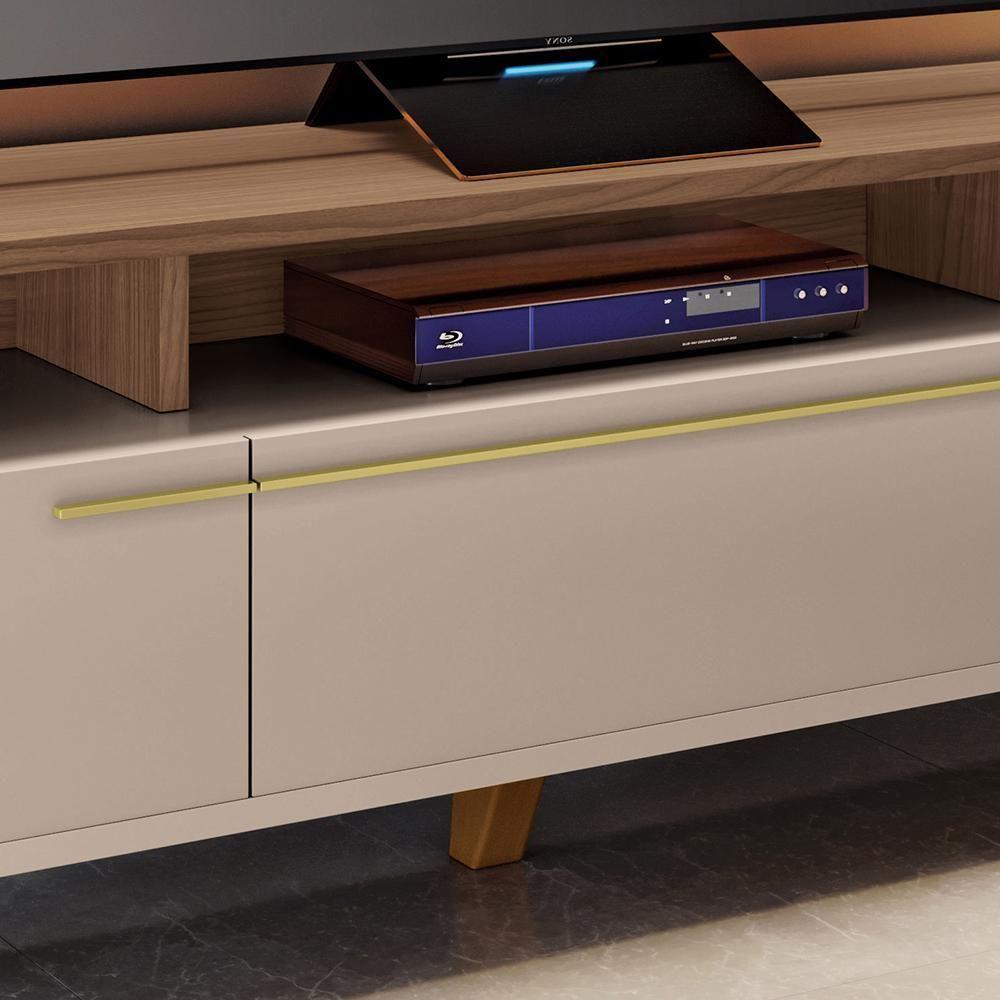 Miniatura Rack Bancada Essenza Com Painel Link 2.0 Off White-castanho Para Tv Até 70? - Hb Móveis Off White-castanho