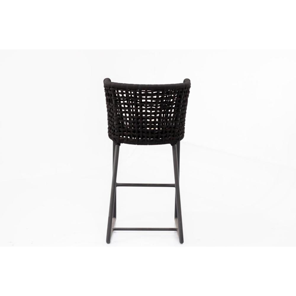 Banqueta Alta Pluméria com Almofada e Corda Náutica Preto