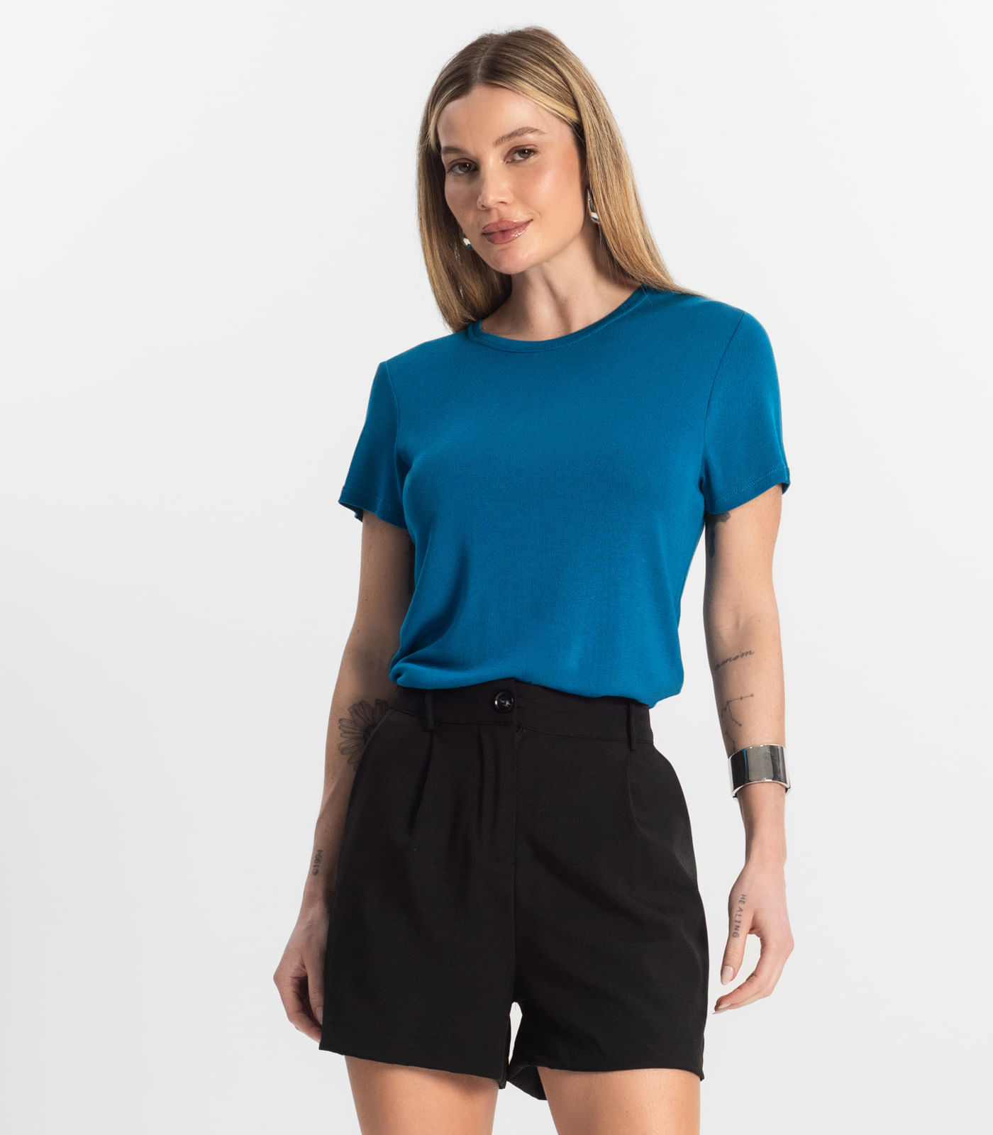Miniatura Blusa Feminina Básica Visco Tricot Rovitex Azul G