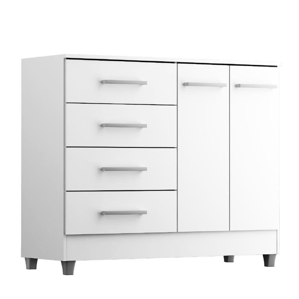 Miniatura Cômoda Sapateira Gisele 2 Portas 4 Gavetas Branco Branco