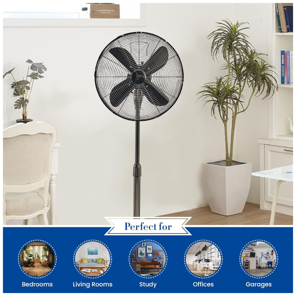 Miniatura Ventilador de Piso com Pedestal, 3 Velocidades e Altura Ajustável, Deco BREEZE Retrô DBF0210, Preto Metálico