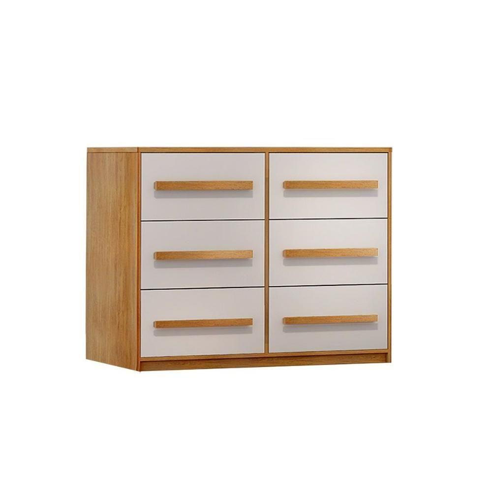 Miniatura Cômoda Solteiro Pernambuco 6 Gavetas Imbuia/off White - Rufato