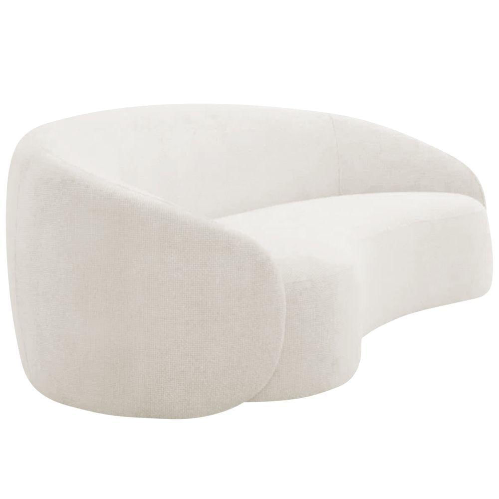 Miniatura Kit Sofá 3 Lugares 200cm E 2 Poltronas Orgânica Luxo Recepção Amore Bouclé Cor Branco